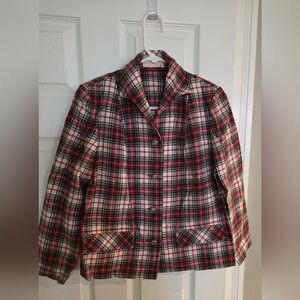 Vintage Pendleton Women's 100% Virgin Wool Red Plaid Jacket Blazer Size 10